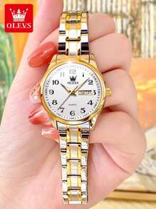 OLEVS OLEVS Women's Watch Fashion Luxury Women's Quartz Watch Elegant Stainless Steel Watch Night Light Waterproof Sunday Date Watch Women's Dress Watch