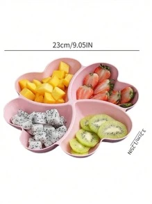 1pc Appetizer Serving Platter, Unbreakable Chip & Dip Serving Divided Plates, 4-Compartment Heart-Shaped Serving Dish Tray For Nuts, Candy, Dried Fruit, Salads, Snack Christmas Gift