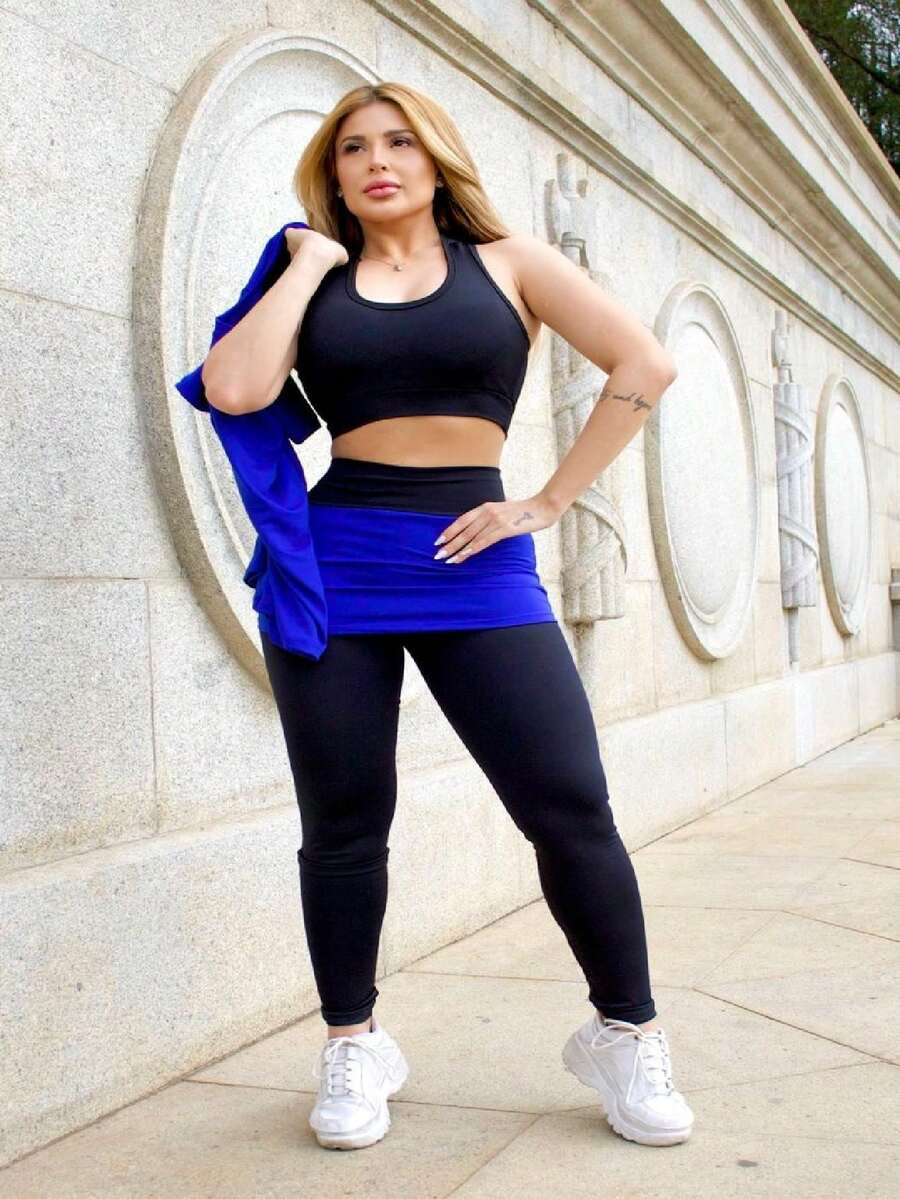 3-Piece Kit, Pants-Skirt, Top, Shirt With UV 50, Different Colors - 藍色 - 查看 1