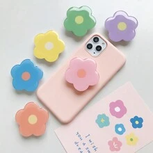 1pc Acrylic Candy Color Flower Shaped Collapsible Mobile Phone Grip Holder, Foldable Slouchy Bracket Compatible With IPhone, Android Phone, Gift For Birthday, Family, Friends Push-Pull Phone Grip, Phone Holder, Phone Accessories - Multicolor - View 1