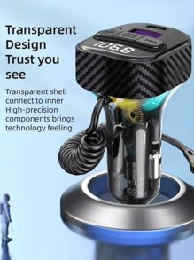 YITUMU Trasmettitore FM bluetooth 5.3 per auto, adattatore per auto Bluetooth con cavo di ricarica Type-C PD (30W) e porta USB, trasmettitore radio FM wireless, supporto riproduttore MP3, chiamate vivavoce, retroilluminazione LED, U Disk