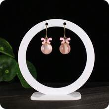 Stylish Acrylic Round Earring Display Stand Hanging Jewelry Holder Photography Props Rack Black White Transparent Ear Studs Organizer - Multicolor - View 9