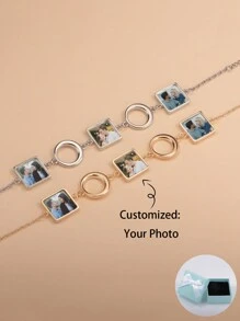 定制 1 件多照片手链（可定制 3 张照片），简约时尚风格，适合男士和女士，非常适合派对、日常佩戴、节日以及作为贴心礼物