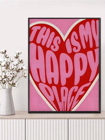 1pc Vintage Art Wall Poster "This Is My Happy Place" Inspirational Quote Artwork Canvas, Ideal Gift For Bedroom, Living Room, Dining Room, Study, Hallway, Cafe, Office, Dorm - Unframed Wall Art Decor Gifts Birthday Graduation