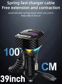 YITUMU Trasmettitore FM bluetooth 5.3 per auto, adattatore per auto Bluetooth con cavo di ricarica Type-C PD (30W) e porta USB, trasmettitore radio FM wireless, supporto riproduttore MP3, chiamate vivavoce, retroilluminazione LED, U Disk