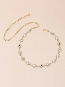 1PC 女士时尚钻石腰带链派对宴会装饰腰饰连衣裙牛仔裤腰链裤子链送给妈妈和女友的最佳礼物 - A - 查看 8