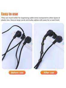 20 件 T 形背对背电缆扎带，适用于耳机、数据线、钩环电缆扎带、电源线存储电缆扎带、电线电缆扎带