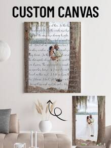 1pc Framed Custom Canvas With Quotes, Sayings, Lyrics, Text, Word Art, Personalized Gift, Custom Gallery Canvas Print With A Background Picture Gifts Birthday Graduation
