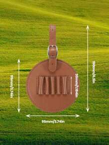 1pc Customized Engraved Leather Golf Bag Tag | Personalized 5-Hole Golf Ball Display Stand | Gift For Golf Enthusiasts | Available In Black And Brown | Groomsman Gift, Gift For Dad/Mom | Diameter: 9.5*9.5cm | Birthday, Christmas, Retirement Gift | Handmade Golf Accessory - 9.5*9.5cm - View 8