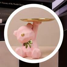 1 件现代几何熊陶瓷钥匙扣雕塑适用于家庭装饰和组织，客厅家庭办公桌面装饰钥匙零食水果架盘子装饰品配件，可在节日期间作为礼物赠送给家人、朋友和爱人