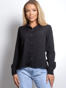 Women's Shirt Social Elegant Sophisticated Pocketless Classic Professional Casual Executive Fashion - 黑色 - 查看 2