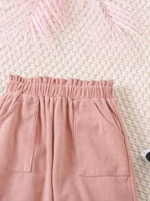 2pcs Young Girl Solid Color Jogger Pants Set, Autumn/Winter - Multicolor - View 3