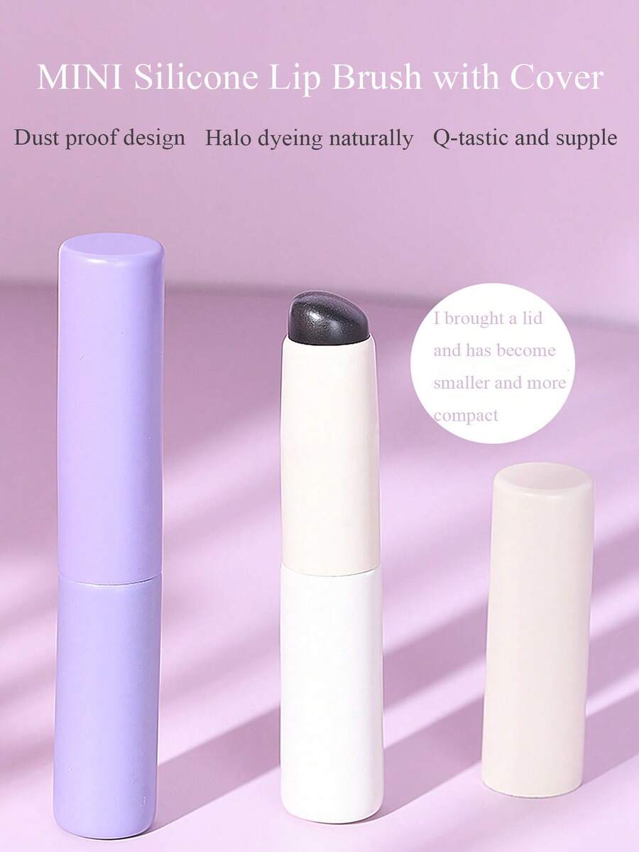 Silicone Lip Makeup Brush With Cap, Soft And Portable, Round-Tip For Lipstick, Lip Gloss And Concealer - White - View 1