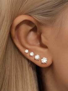 EleRunis 1 对 0.25-1.2 克拉四爪镶嵌莫桑石耳钉，适合男女圆形实验室制造钻石订婚耳钉婚礼新娘首饰