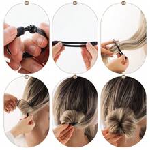 4pcs Ball Hair Plate, Black Bud Head Mushroom Hair Plate With Hair Plate, Bob-Head Style - Black - View 4