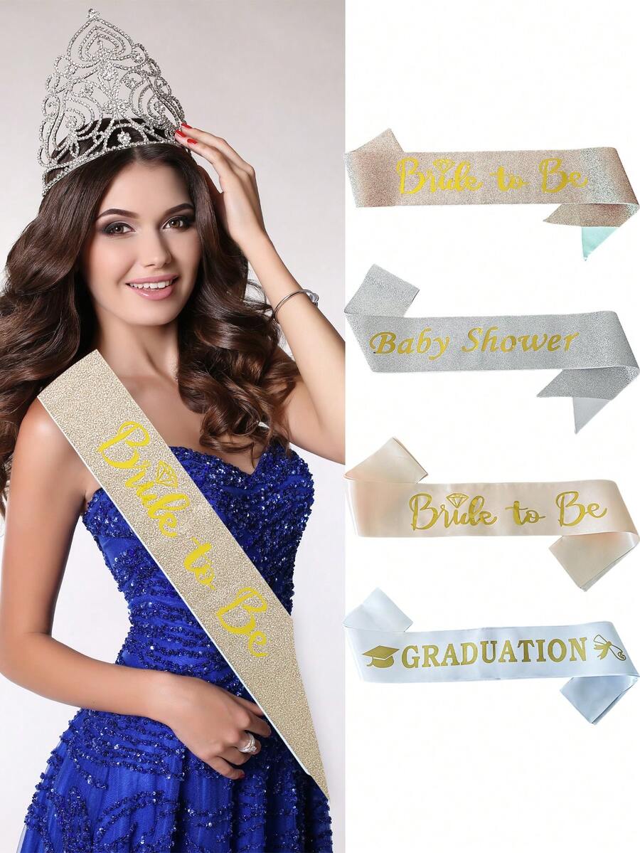 1 pieza Faja rosa dorado y brillo "Novia", faja de despedida de soltera, suministros para fiesta de ducha nupcial