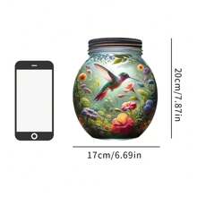 1 件蜂鸟亚克力捕光器，装在梅森罐中，适用于窗户、卧室、客厅、厨房和花园装饰、家居装饰、房间装饰、墙壁装饰