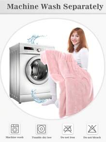 1 Pcs Wearable Blanket Sweatshirt Gifts For Women And Men, Warm And Cozy Giant Blanket Hoodie, Thick Flannel Blanket With Sleeves And Giant Pocket - 粉色 - 查看 6