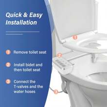 专用于马桶的智能马桶盖，非电动双喷嘴智能马桶盖，自清洁可调节水压，适用于前后清洁，最佳水压调节，浴室配件，浴室工具 - 銀白色 - 查看 8