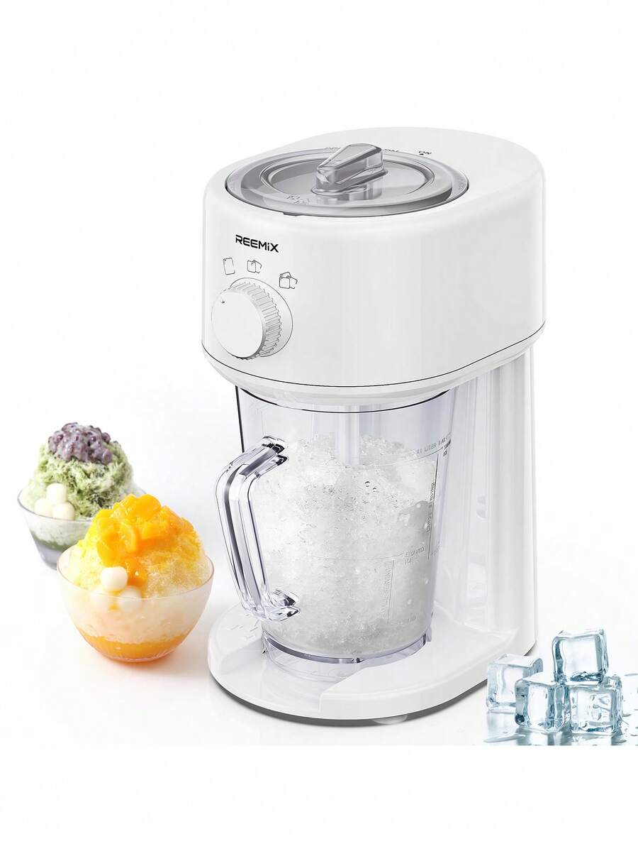Shaved Ice Machine, Electric Ice Shaver And Snow Cone Machine With Large Capacity Storage, Portable Ice Crusher Ice Thickness Can Be Adjusted - White - View 1