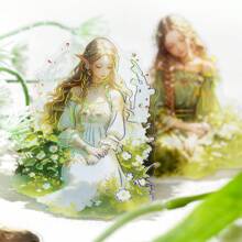 YANJI 20 件/包复古女孩美学装饰贴纸、DIY 剪贴簿工艺材料、节日礼物、个人文具用品 - 彩色 - 查看 8