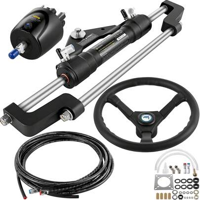 Hydraulic Outboard Steering Kit 300HP, Hydraulic Steering Kit Helm Pump,Hydraulic Boat Steering Kit With 22 Feet Hydraulic Steering Hose For Boat Steering System