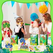 FRUITFUL PARTY Dinosaur Party Favors 96pcs All-In-One Dinosaur Birthday Party Favors Set - Dino Party Favor Bags Keychains Stampers Stickers Toys Clap Bracelets Etc Dinosaur Birthday Party Supplies