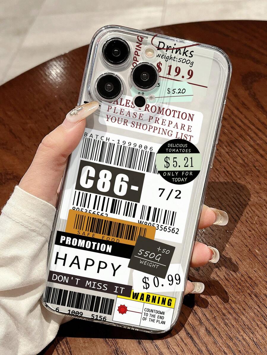 1 pieza Funda transparente espacial compatible con iPhone 11 12 13 14 PROMAX 15, con pegatina loca - Multicolor - Ver 1