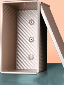 1pc Gold Carbon Steel Corrugated Bread Loaf Pan Baking Tool Bread Mold Toast Box - Gold - View 2