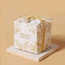 6pcs Retro Elegant Paper Candy Box Gift Packaging Box Mini Pearl Decor, Suitable For Wedding Party Favors - Yellow - View 2