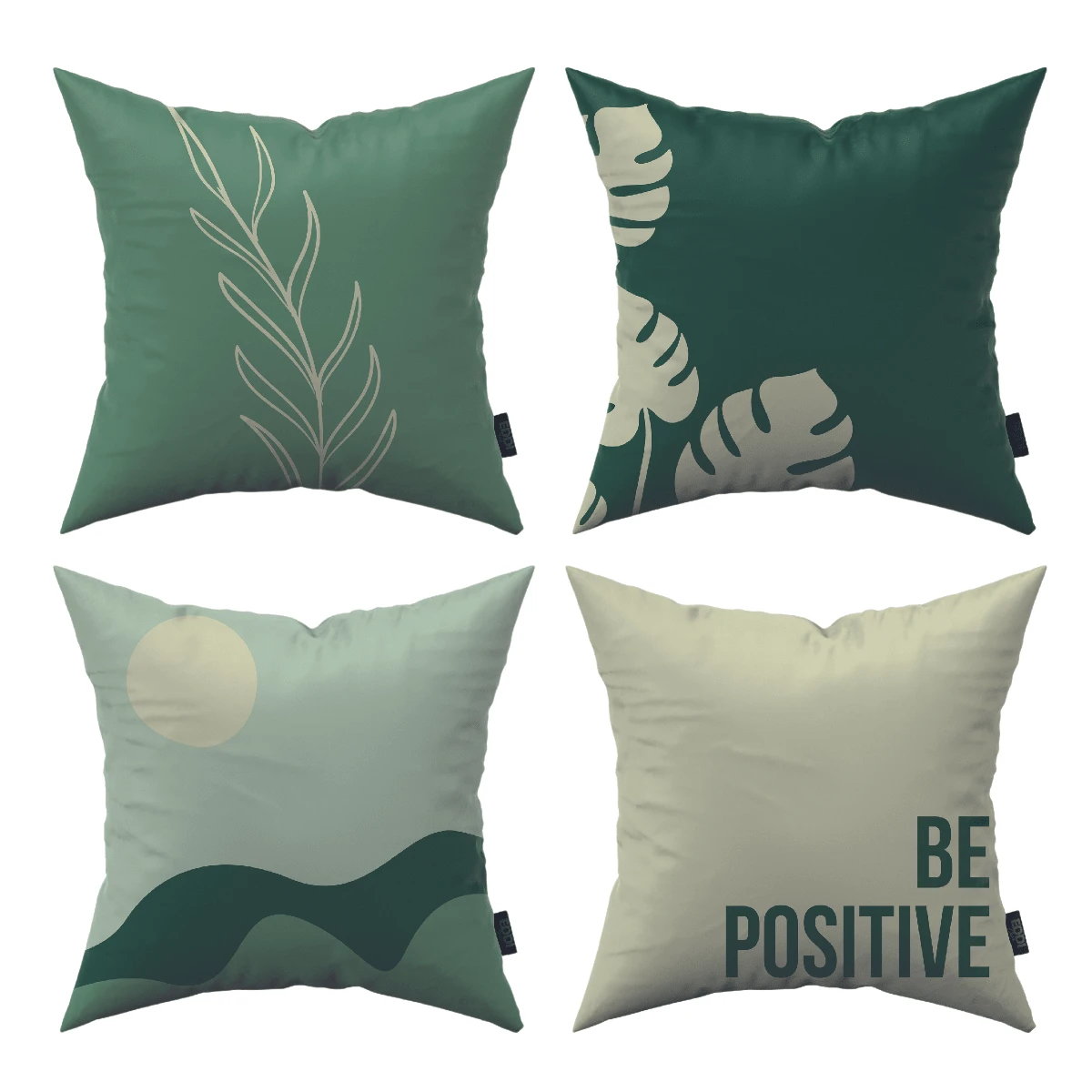 Cushion Cover Kit 4 Pieces Delicate Modern Prints 42cmx42cm Premium - 墨綠色 - 查看 1