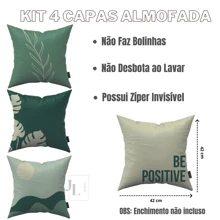 Cushion Cover Kit 4 Pieces Delicate Modern Prints 42cmx42cm Premium - 墨綠色 - 查看 2