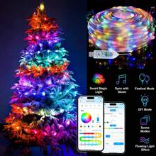 RGC-IC LED Smart Fairy Light Fairy Light 65 Feet (About 20 Meters) Multi-Color Light String Application Control And Remote Control, APP Music Synchronization Color-Changing USB Plug-In Wedding Christmas, Outdoor, Party Family Bedroom Decorative Lights - Multiple colors - View 3