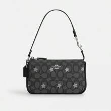 Coach Nolita 19 女士单肩包，标志性提花面料，刺绣星形装饰，经典皮革材质，腋下包，拉链封口，情人节礼物，CP477 SVWFV - 灰色 - 查看 2