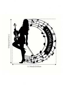 1 件定制铁吉他、相机、小提琴手、收音机、吉他墙艺术、个性化名称徽标用于房间装饰物品金属墙饰、家居装饰卧室浴室办公室学校海报 - 黑色 - 查看 15