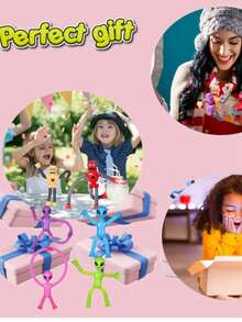 8pcs Retractable Suction Cup Alien Robot Toys, Novelty Suction Cup Toys, Fun Stress Relief Toys, Sensory Toys, Educational Sensory Toys, Great For Party Favors - Multicolor - View 5