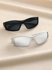 2pcs Women Punk Street Style Technological Fashion Glasses For Rave Party Street-Photography Musical Festival Decoration Beach Accessories For Women Glasses Shades