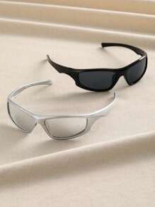 2pcs Women Punk Street Style Technological Fashion Glasses For Rave Party Street-Photography Musical Festival Decoration Beach Accessories For Women Glasses Shades