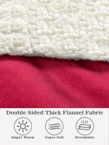 1 Pcs Sherpa Wearable Blanket Hoodie, Oversized Sherpa Fleece Sweatshirt Blanket With Giant Hood Pocket And Sleeves For Adult, Warm & Cozy Blanket Gifts For Women - 紅色 - 查看 5