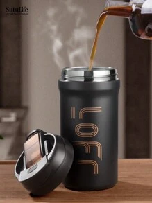 1 pieza, Vaso de viaje de acero inoxidable de 600ml, apto para bebidas frías y calientes, crema. Gran regalo para la vajilla, artículos de cocina, útiles escolares, accesorios de viaje en verano e invierno 2025 Vuelta al cole