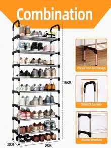 Zapatero 8 Niveles,Organizador Zapatera Rack de Acero Inoxidable,Fácil Armado Resistente Practico Hogar Zapatera Organizador Reduce Espacio Zapatera Plastico Zapatera Zapatero,para Almacenar y Guardar Los Zapatos - Rosa - Ver 2