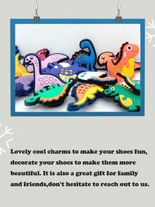 15Pcs/Set Dinosaur Series Shoe Charms For Shoe DIY Decoration Premium Quality Popular Charms Accessories Bubble Slides Sandals, PVC Shoe Decorations Beach Bag Accessories Great Gift For Teens Men Women And Adults