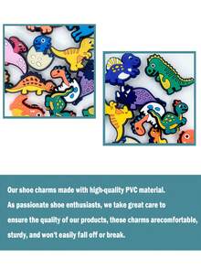 15Pcs/Set Dinosaur Series Shoe Charms For Shoe DIY Decoration Premium Quality Popular Charms Accessories Bubble Slides Sandals, PVC Shoe Decorations Beach Bag Accessories Great Gift For Teens Men Women And Adults