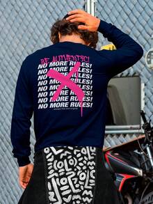 Be Authentic Print Oversid Streetwear GOLA 1173 Fluxo FX Sweatshirt Blouse - 藏蓝色 - 查看 6