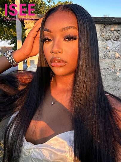 ISEE HAIR Wear Go 6x4 HD 蕾丝无胶直发假发 自然色 180% 18-30 英寸蕾丝闭合假发 预拔和预剪 带有自然发际线 丝滑 适合初学者日常使用