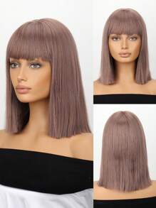 12-Inch Short Straight Wig With Bangs, Suitable For Daily, Festivals And Party Wear - Multicolor - View 18