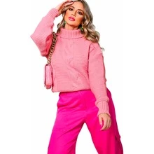 Golona Thick Women's Blouse Braid Knitting Winter - hồng - Xem 1