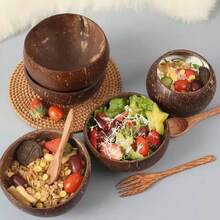 Coconut Shell Bowls, Vintage Coconut Bowls, Coconut Shell Tableware, Rice Bowls, Dessert Container, Salad Bowls Christmas Gift - Coconut Shell Bowl - View 7