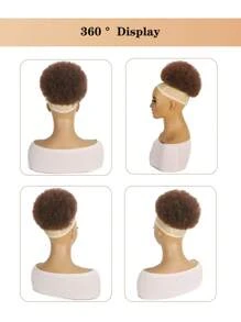 Afro lockige Haarbuns Hochsteckfrisur Chignon Haarverlängerung mit Zugband Pferdeschwanz für Frauen, kurze afrikanische gedrehte lockige Haarbun Pferdeschwanz Verlängerung, synthetisches Haarteil, afrikanischer Pferdeschwanz für natürliches Haar, für Weihnachten, Neujahr, Karneval, Musikfestival