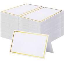 10 piezas Tarjetas de ubicación premium, tarjetas de mesa pequeñas con borde de lámina de oro, tarjetas de carpa de 2" x 3.5", tarjetas de acompañante, tarjetas de nombre, tarjetas de ubicación para bodas, mesa, cenas, tarjetas de asientos - Multicolor - Ver 1